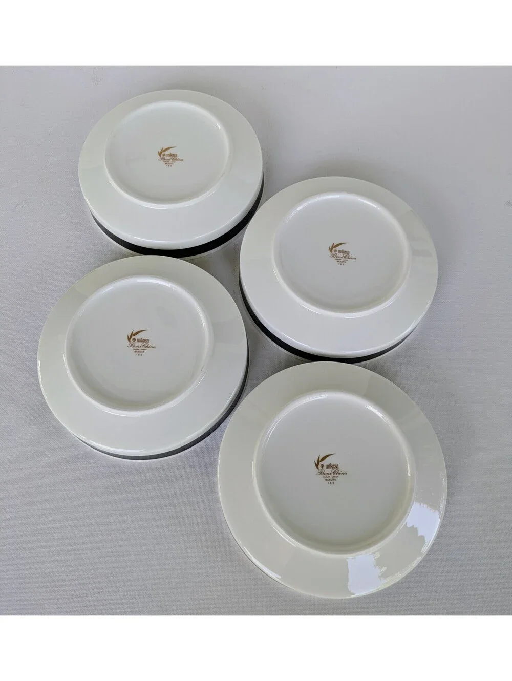 True Vintage Black & White Geometric Bone China Bowls, Mikasa Bakota, late 1970s
